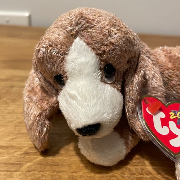Ty Beanie Babies Sniffer Dog Brown White Soft 2000 – New Tag Protector VINTAGE - Picture 7 of 9